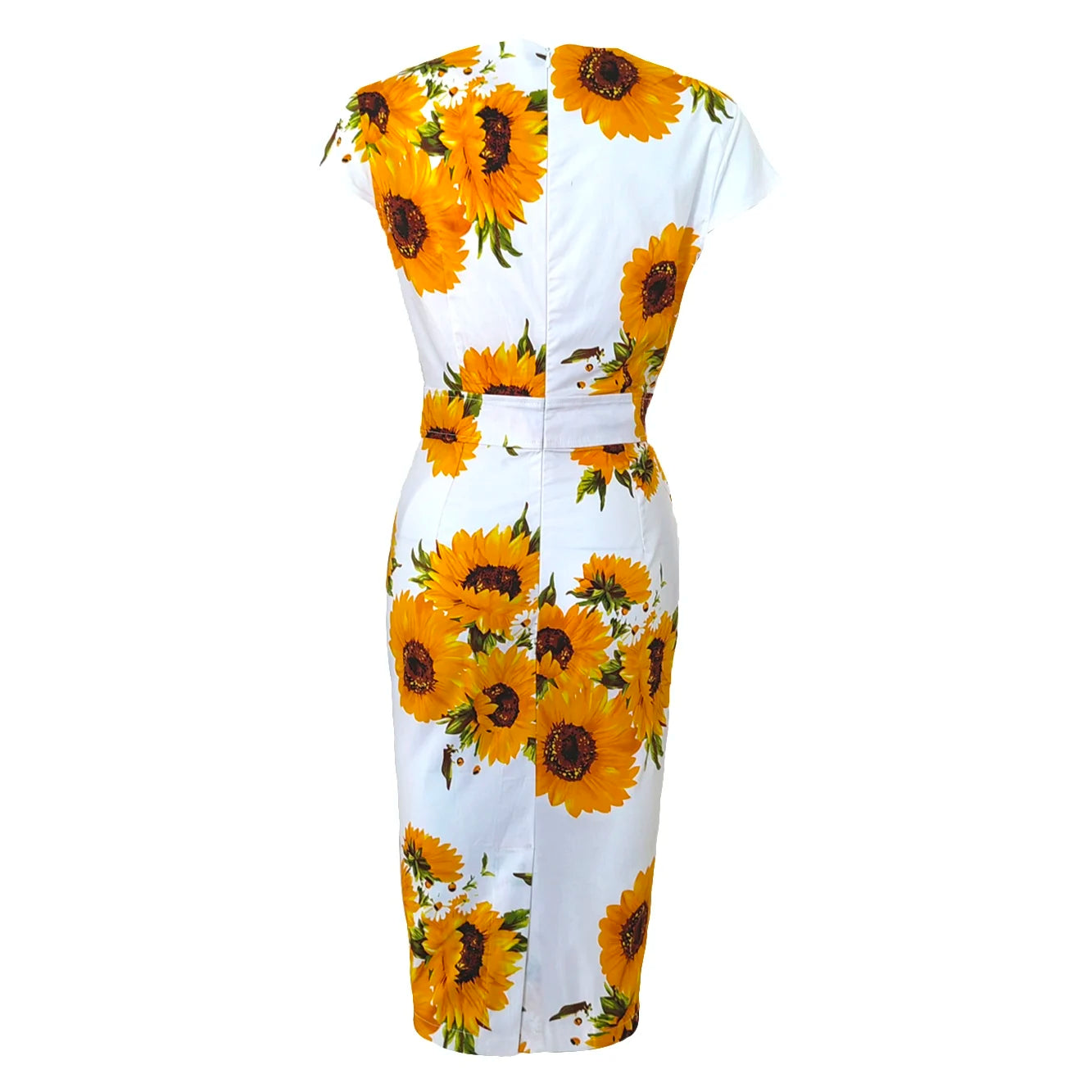 Office Dress - Bodycon Sunflower Vintage Pencil