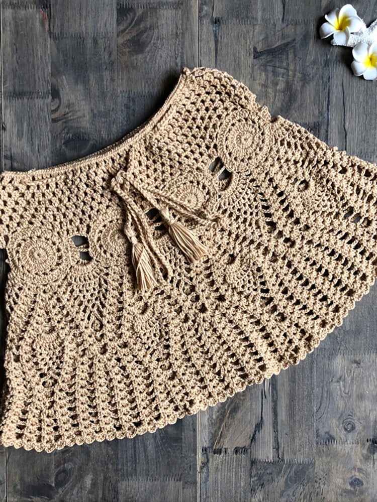 Bikini Crochet Sexy - Conjunto Pareo Falda Playa
