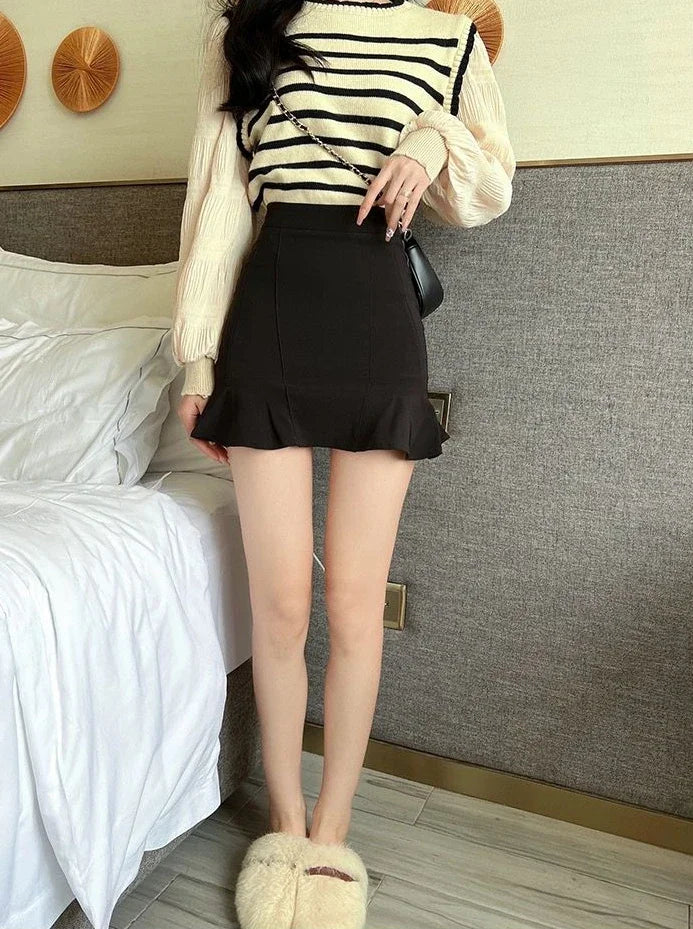 Ruffle Mini Skirt - Vintage Korean Harajuku