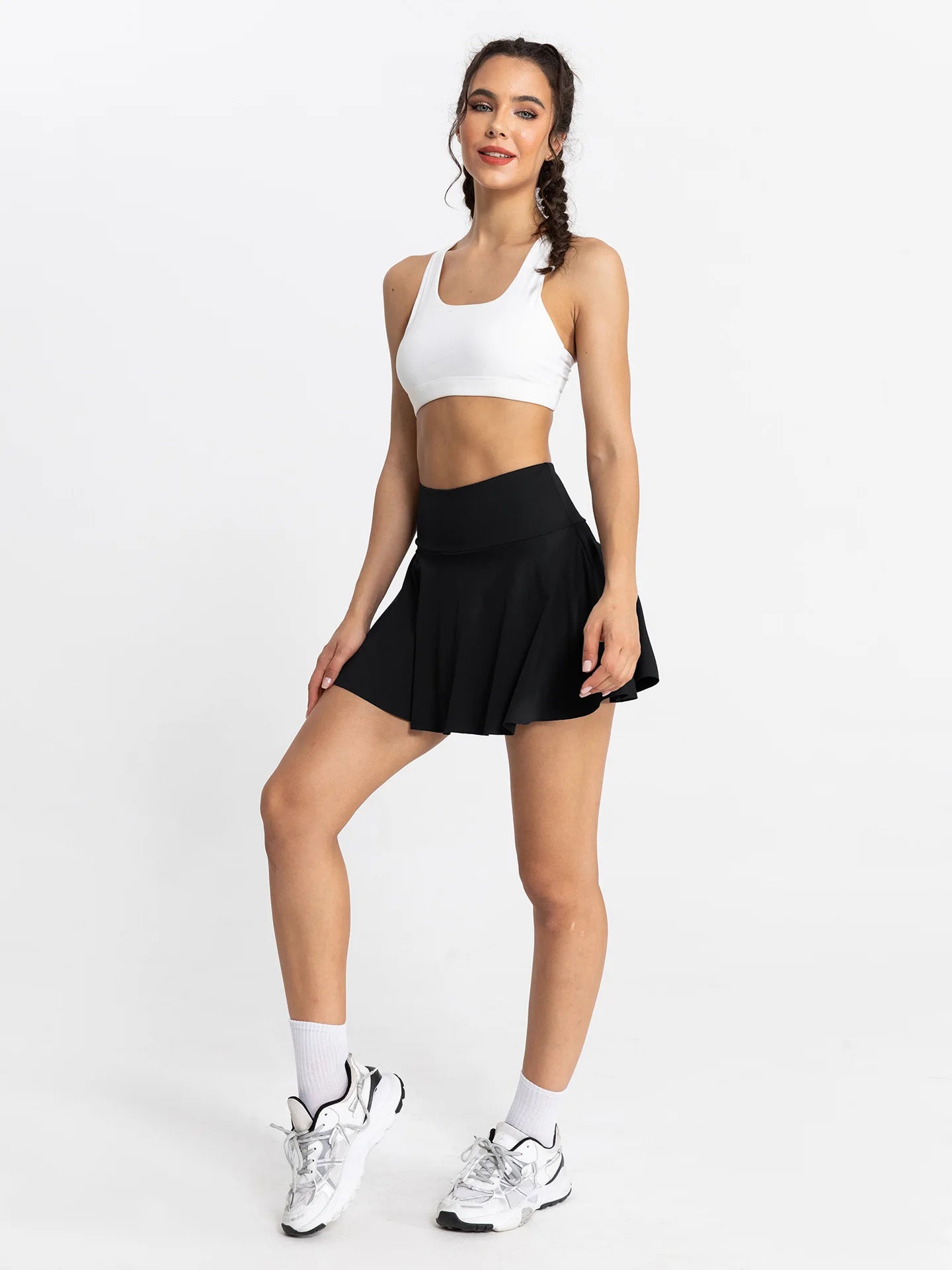 Women Tennis Skirt Women Fitness Sports Skirt With Built-In Shorts Yoga Fitness High Elastic Girl Sweatpants Skirts Golf Skorts