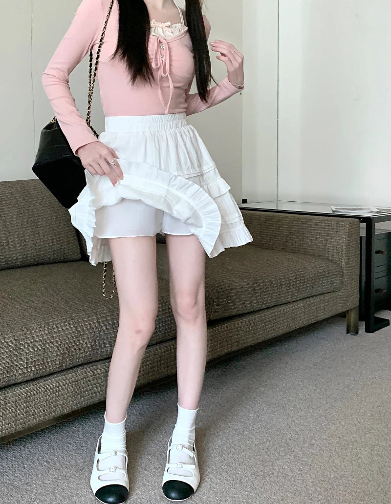 A-Line Mini Skirt - Preppy Street Style A