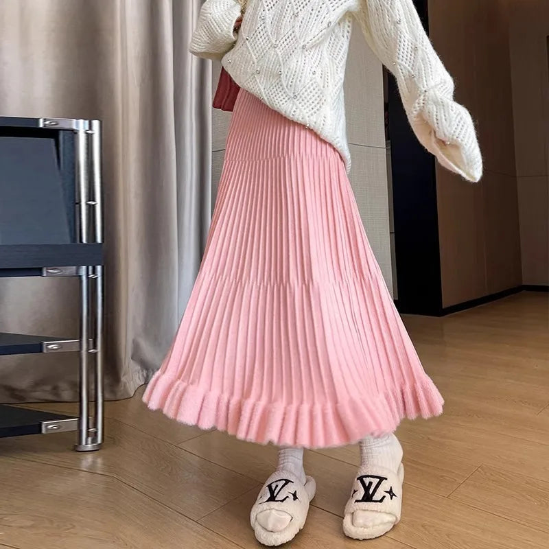 Falda Tejida Línea A Mujer Tiro Alto Swing