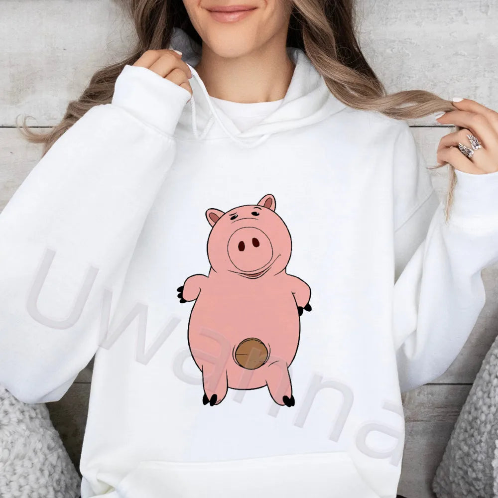 Polerón con Capucha Caricatura Mujer Manga Larga Suelto Felpa