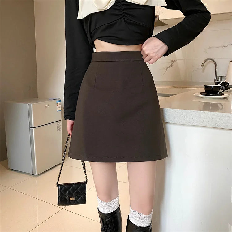 Ruffles Mini Skirt - High Waist A-Line Zipper Style A