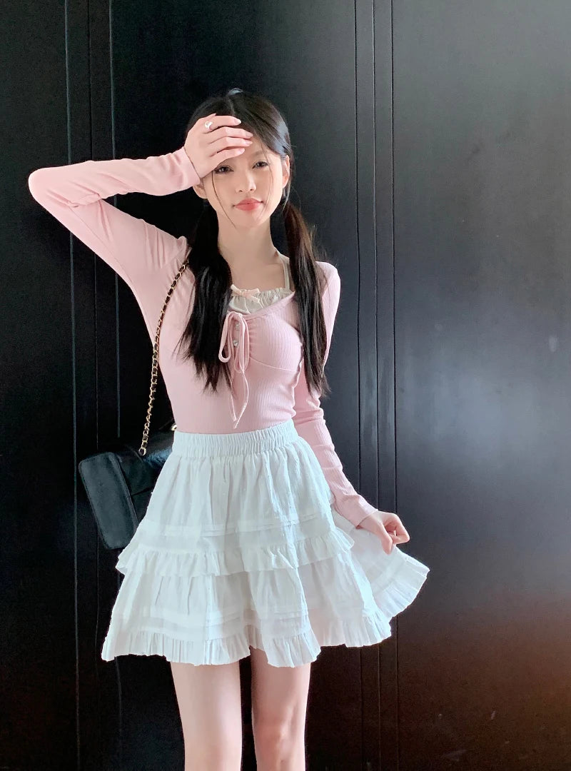 A-Line Mini Skirt - Preppy Street Style A