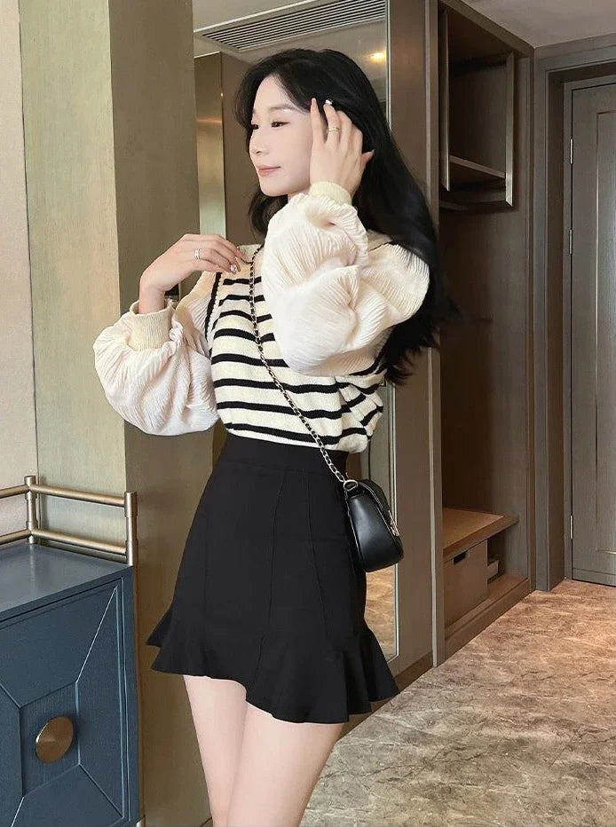 Ruffle Mini Skirt - Vintage Korean Harajuku