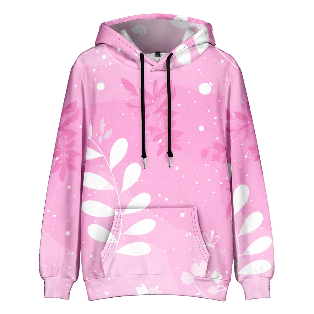 Polerón Capucha Mujer Estampado Sueco Floral Bolsillo Canguro