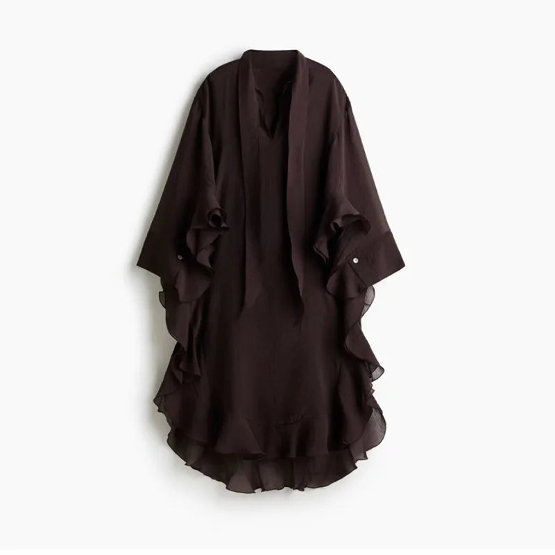 Two Piece Set - Leather Jacket & Mini Skirt