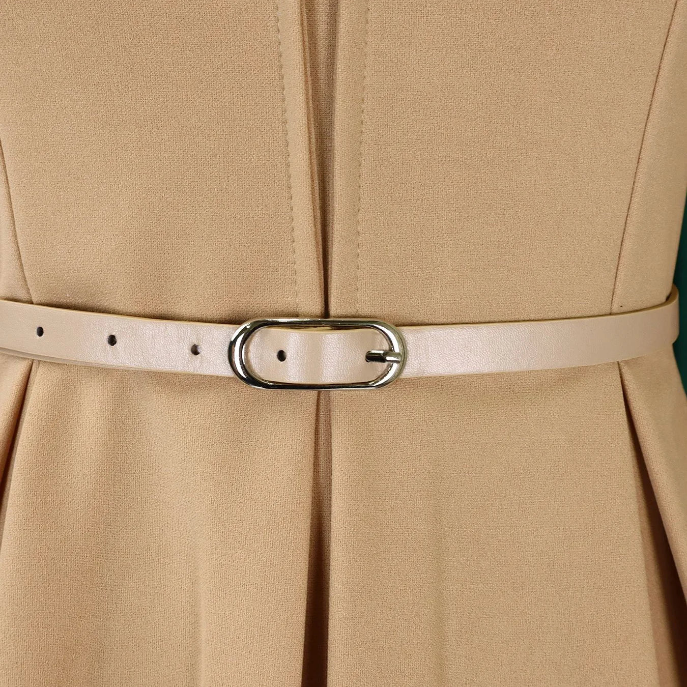Office Dress - V Neck Belt Midi Professional 2024