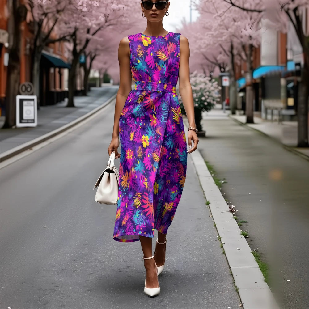 Vestido Floral Línea A Fresco Ceñido Sublime Francés