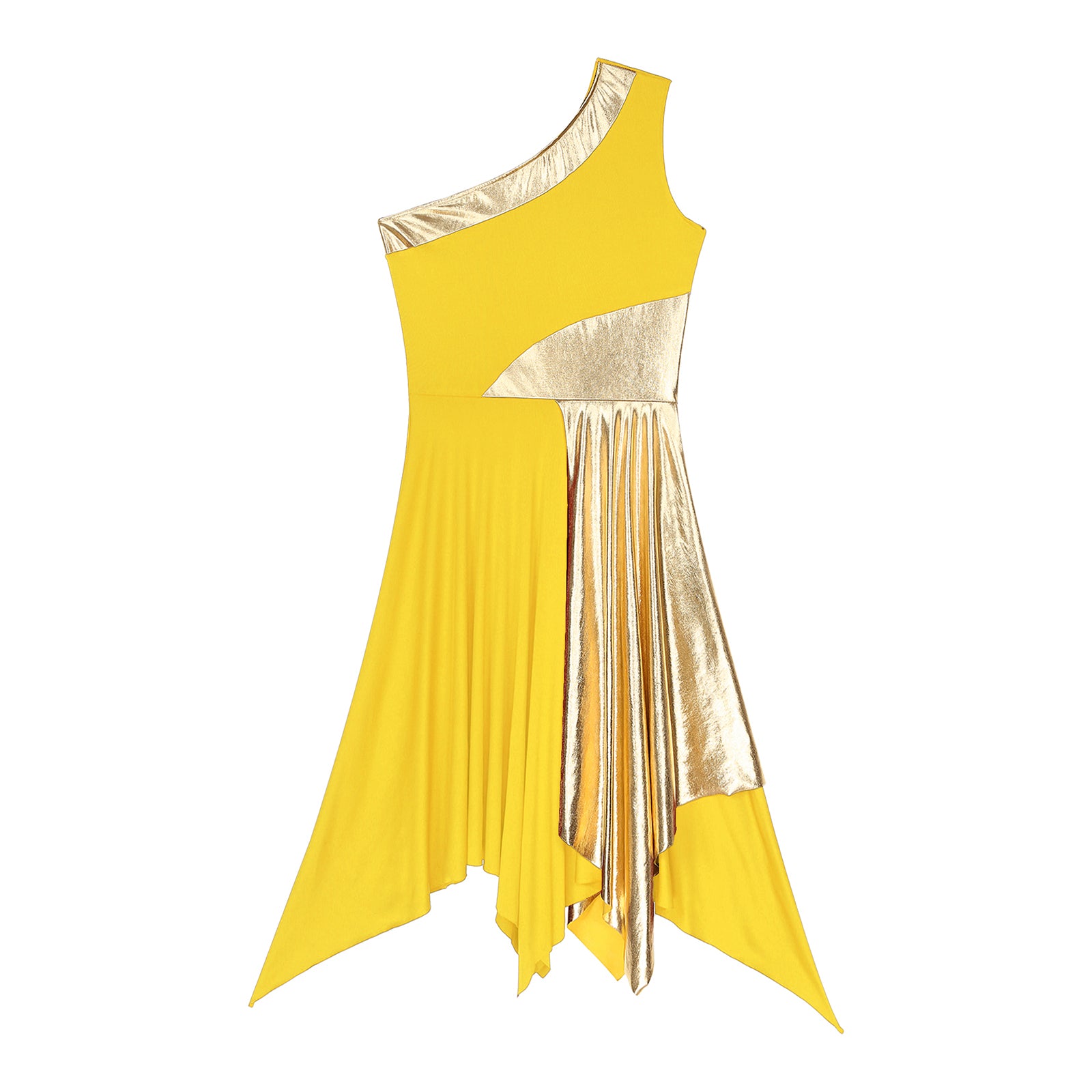 Vestido Danza Lírico Un Hombro Dobladillo Irregular Actuación