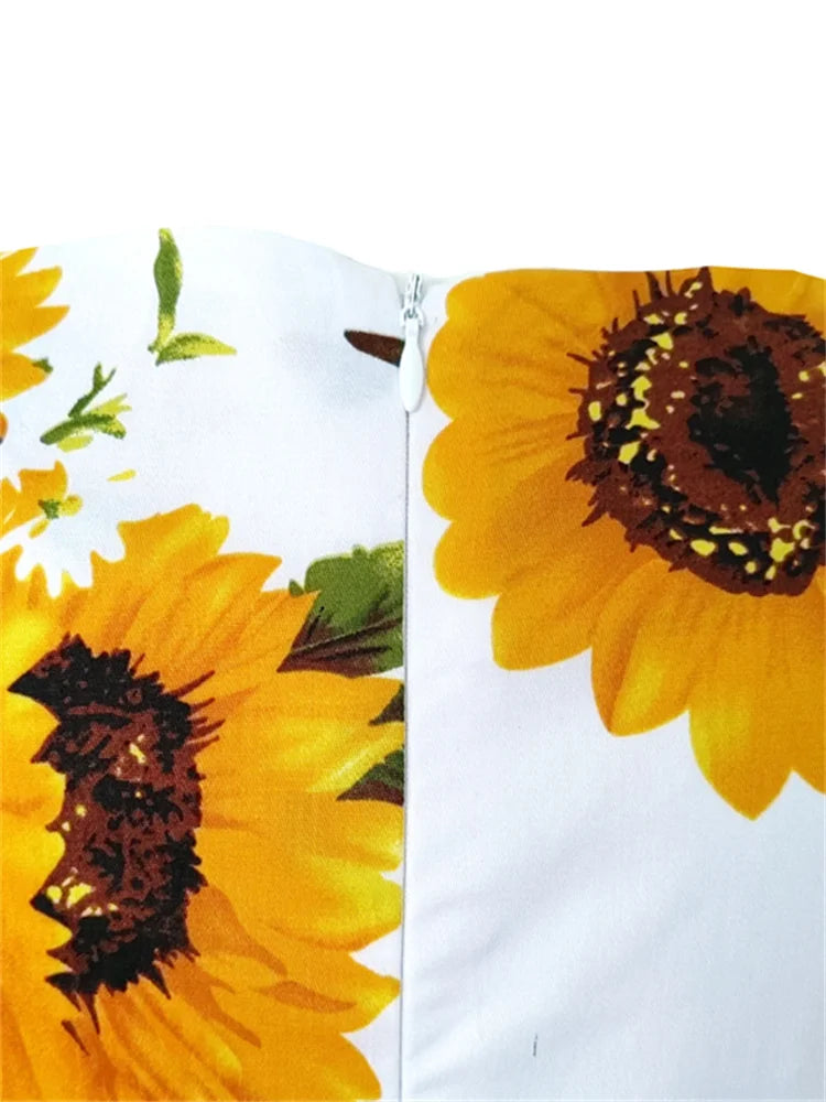 Office Dress - Bodycon Sunflower Vintage Pencil