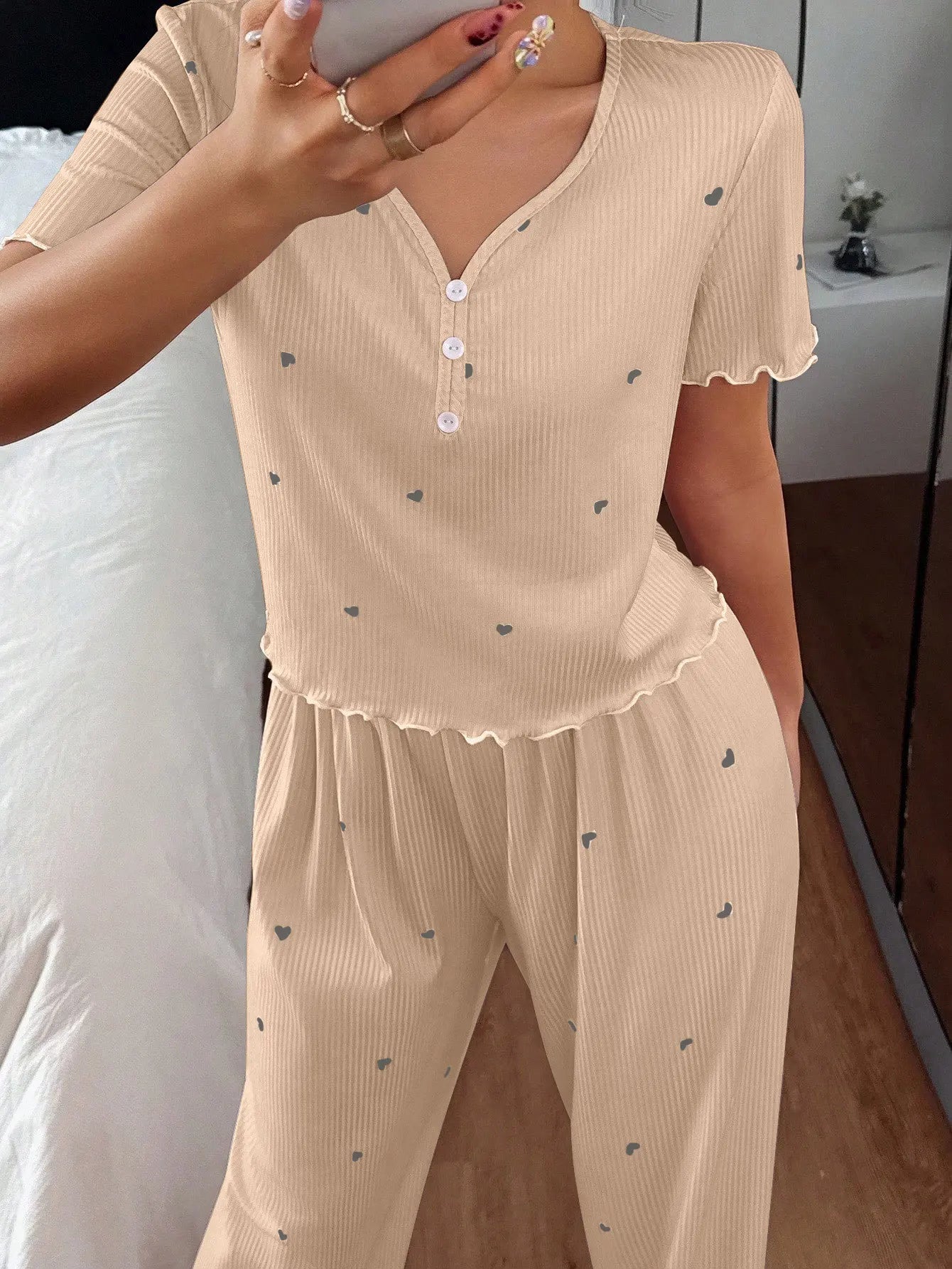 Pijama Mujer Elegante Dos Piezas Estampado Floral