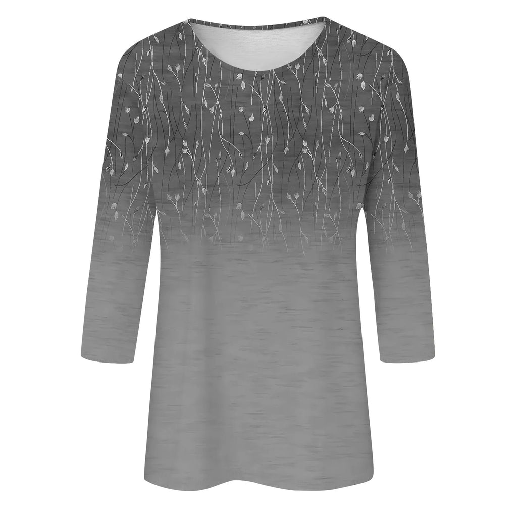 Blusa Estampada Animal Manga Tres Cuartos Cuello Redondo