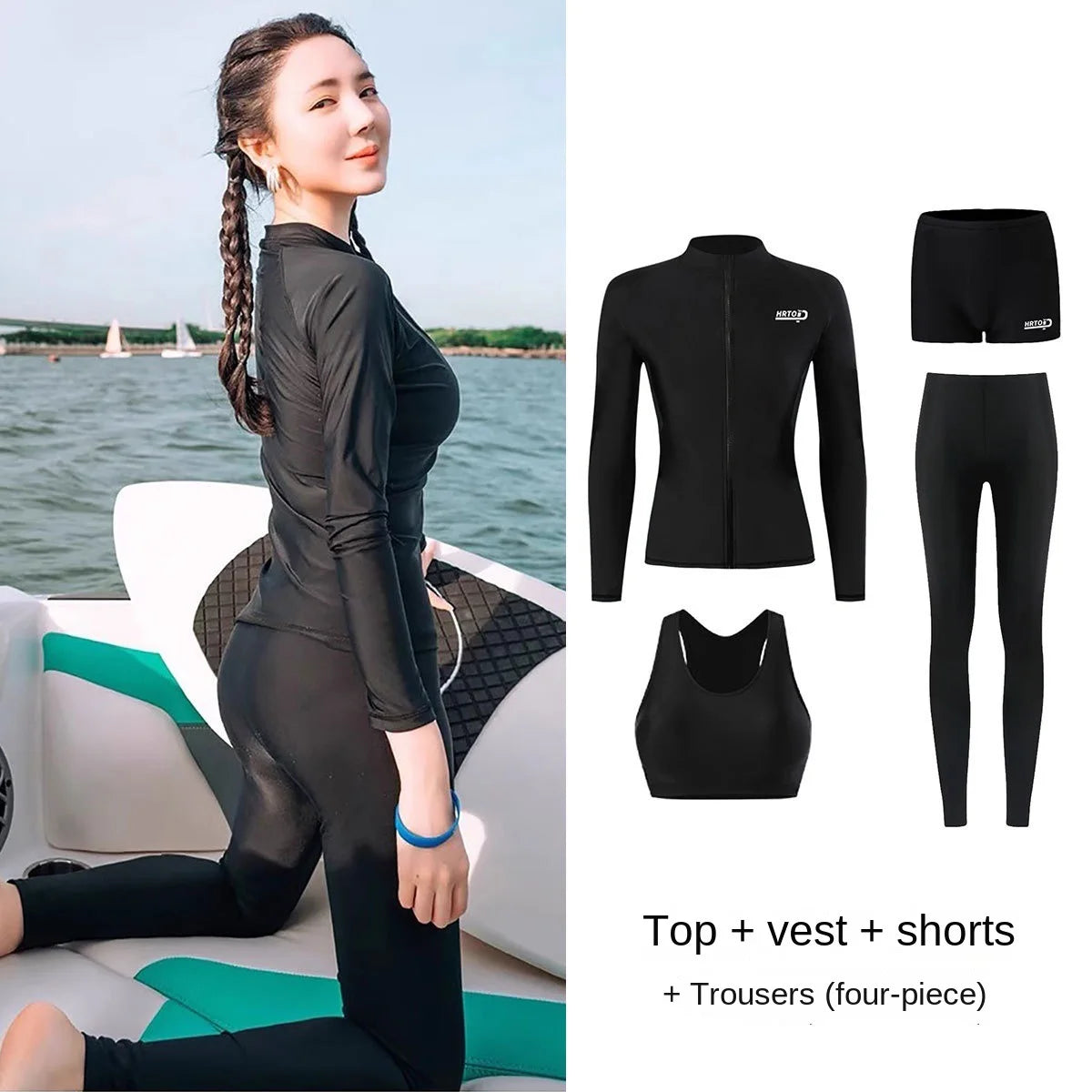 Woman Swimsuit Tankini Beachwear Women's Beach Cover-Up On The Sea Swimwear Suit Sexy 4 Pieces Long Sleeve Pants UV Protection