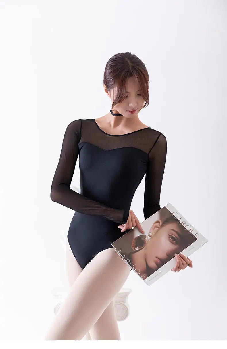 Practice Dress - Long Sleeve Mesh Lace Black