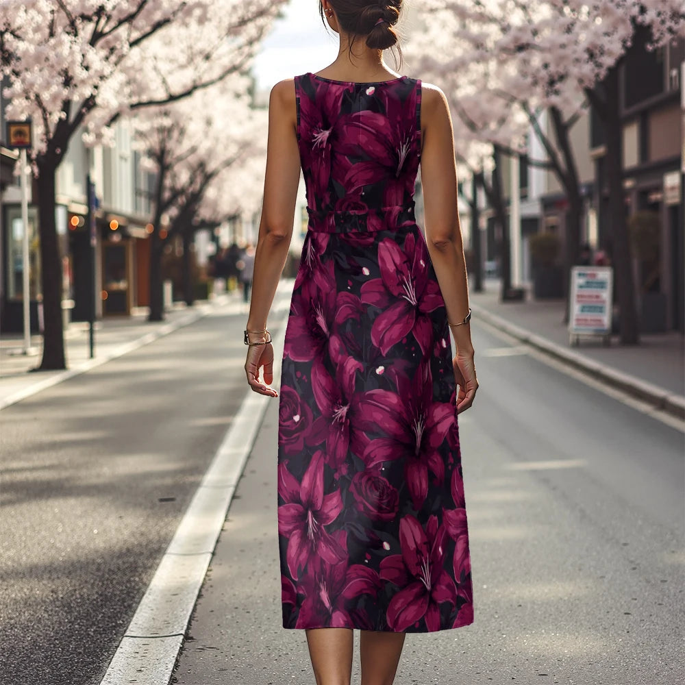 Vestido Floral Línea A Fresco Ceñido Sublime Francés
