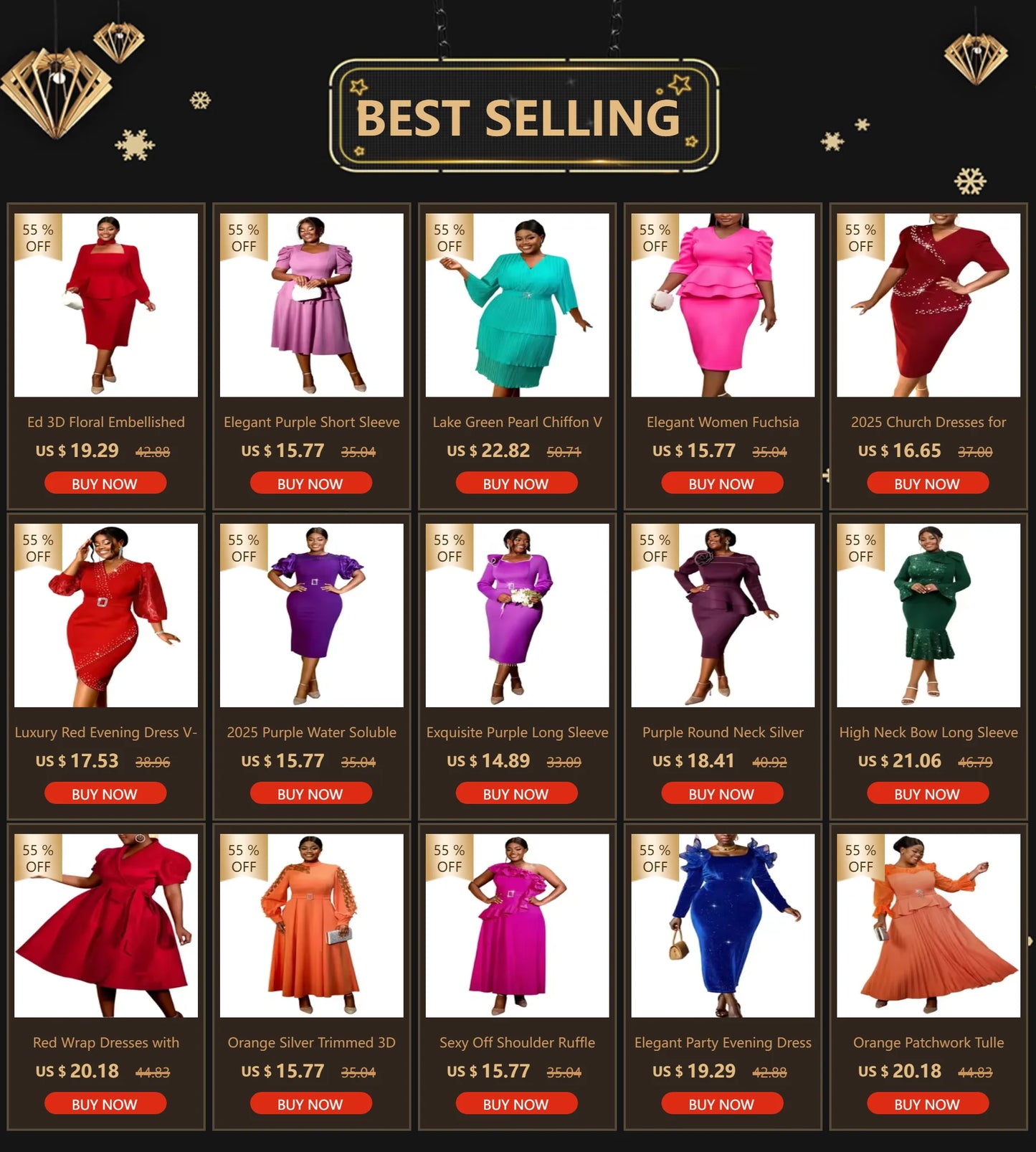 Party Dress - A-Line Belt Three Quarter Sleeve