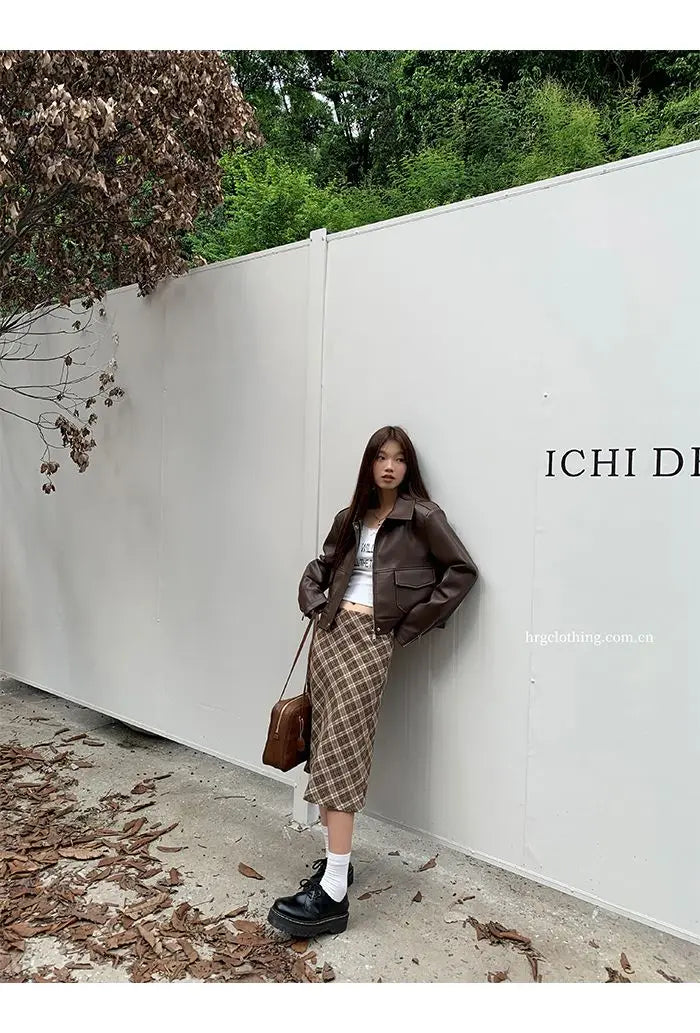 Falda Midi Cuadros Retro Y2K - Cintura Baja Estilo College