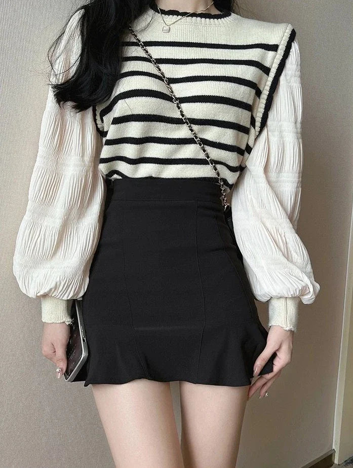 Ruffle Mini Skirt - Vintage Korean Harajuku