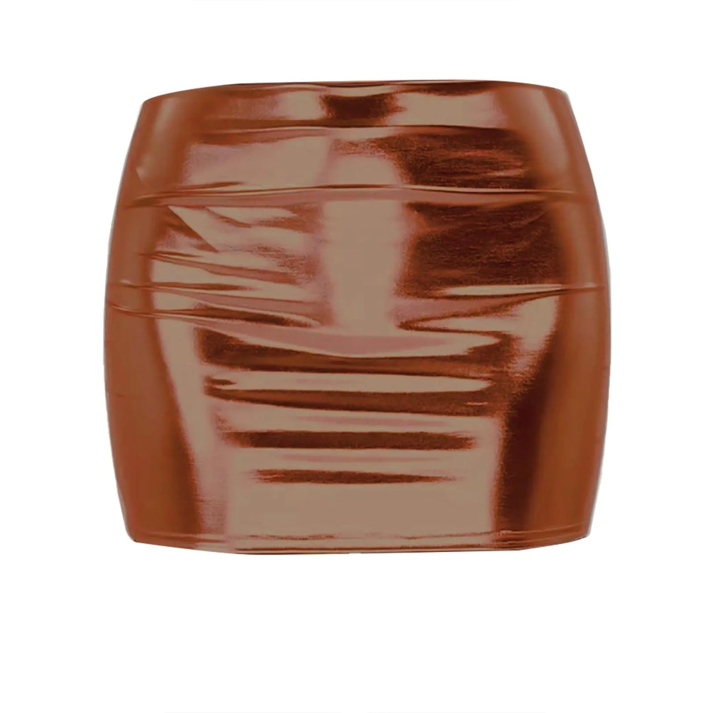 Minifalda Cuero Brillante Sólida - Cintura Alta Club Fiesta