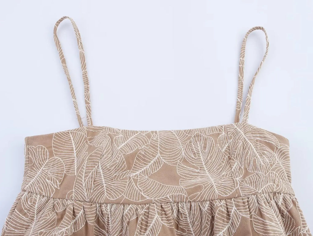 Conjunto Mujer Casual Top Bordado Pierna Ancha Holgado