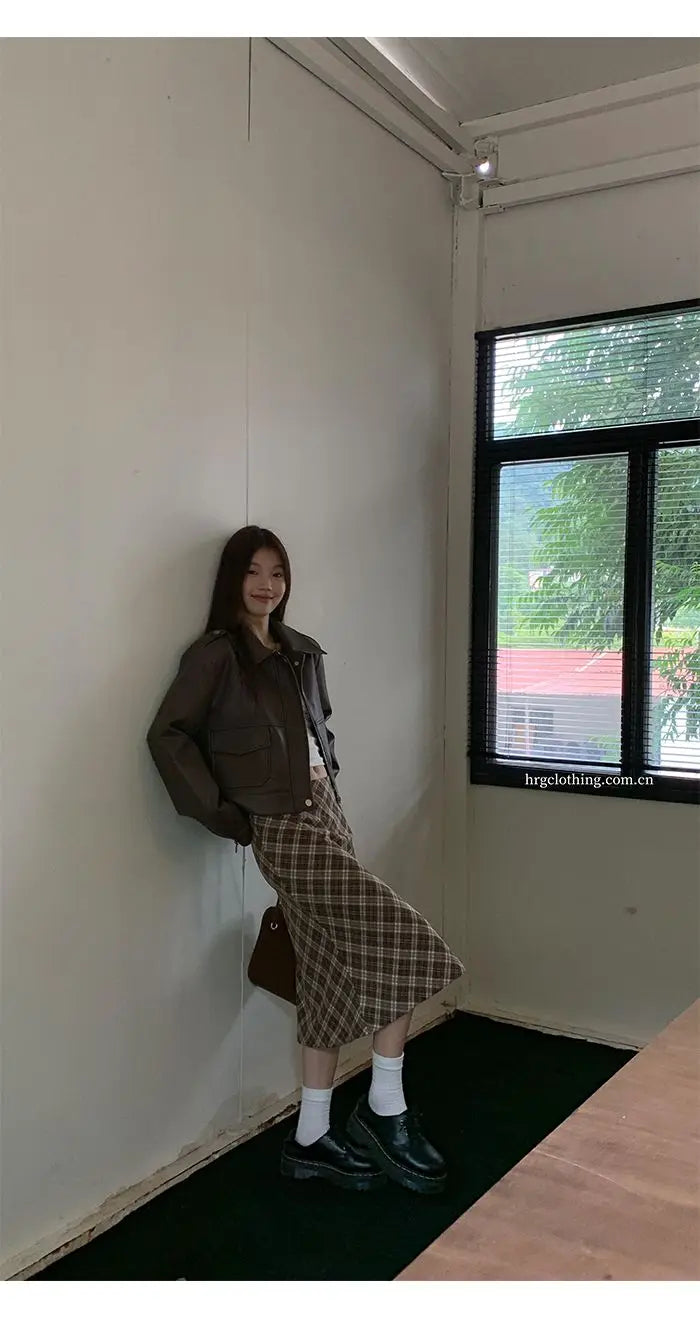 Falda Midi Cuadros Retro Y2K - Cintura Baja Estilo College