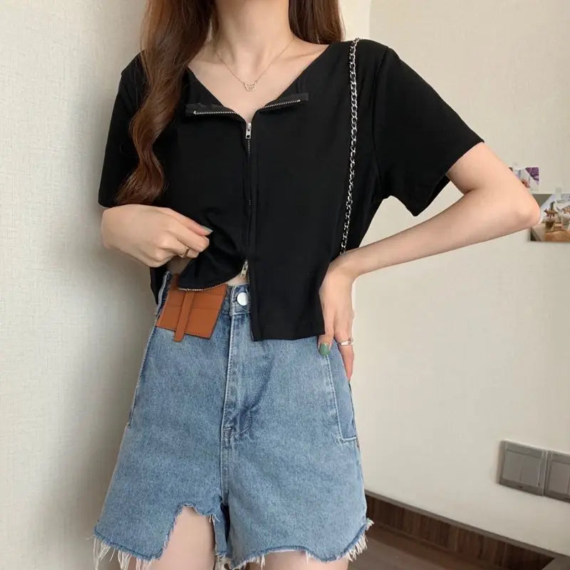 Camiseta Corta con Cuello - Manga Corta Casual Verano