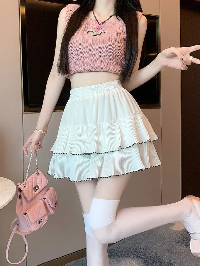 Minifalda Volantes Mujer Kawaii Chifón