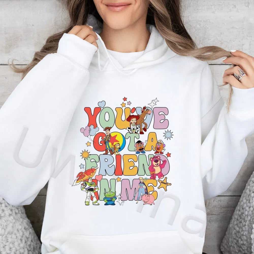 Polerón con Capucha Caricatura Mujer Manga Larga Suelto Felpa