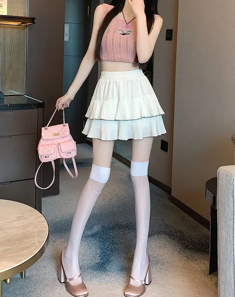 Minifalda Volantes Mujer Kawaii Chifón