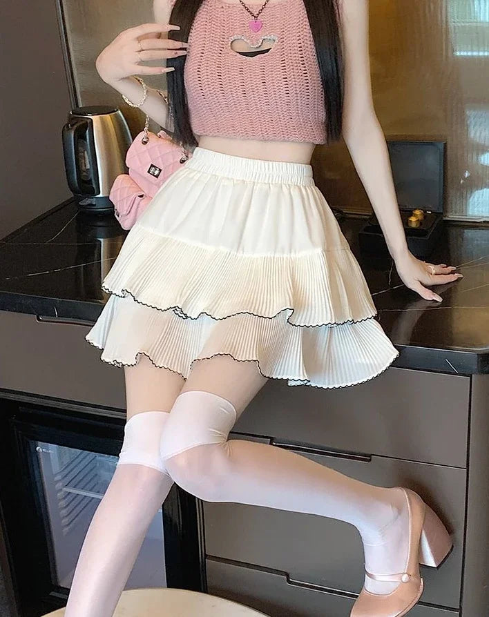 Minifalda Volantes Mujer Kawaii Chifón