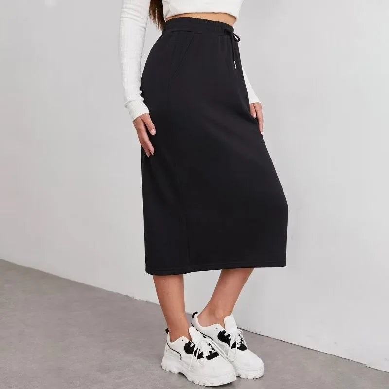 Satin Pencil Skirt - High Waist A-Line Long
