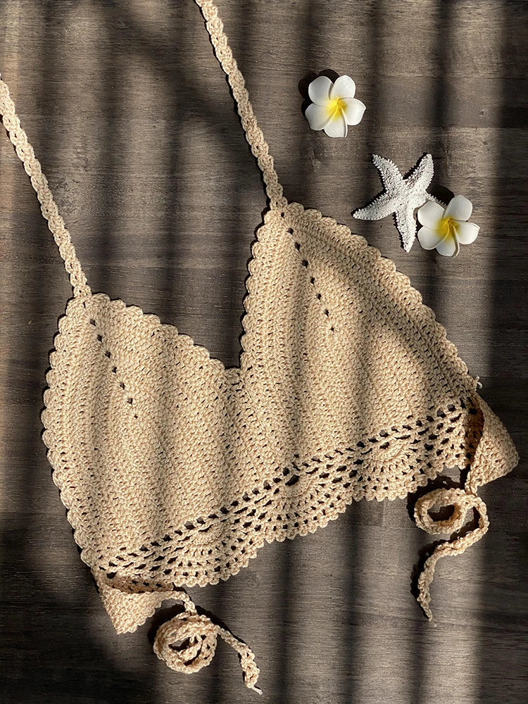 Bikini Crochet Sexy - Conjunto Pareo Falda Playa