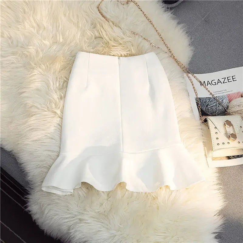 Ruffles Mini Skirt - High Waist A-Line Zipper Style C