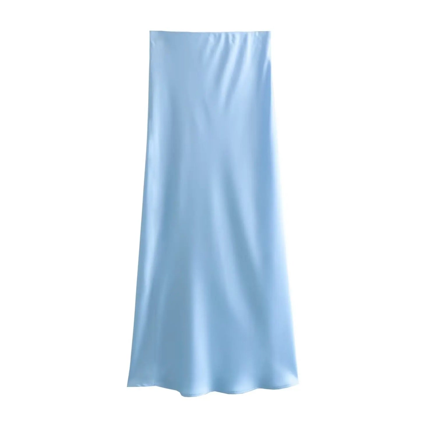 Satin Midi Skirt - High Waist