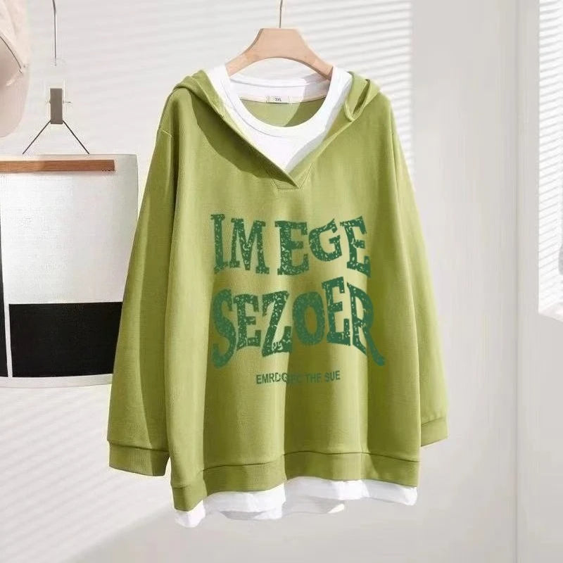 Polerón Mujer Dos Piezas Capucha Cuello V Suelto