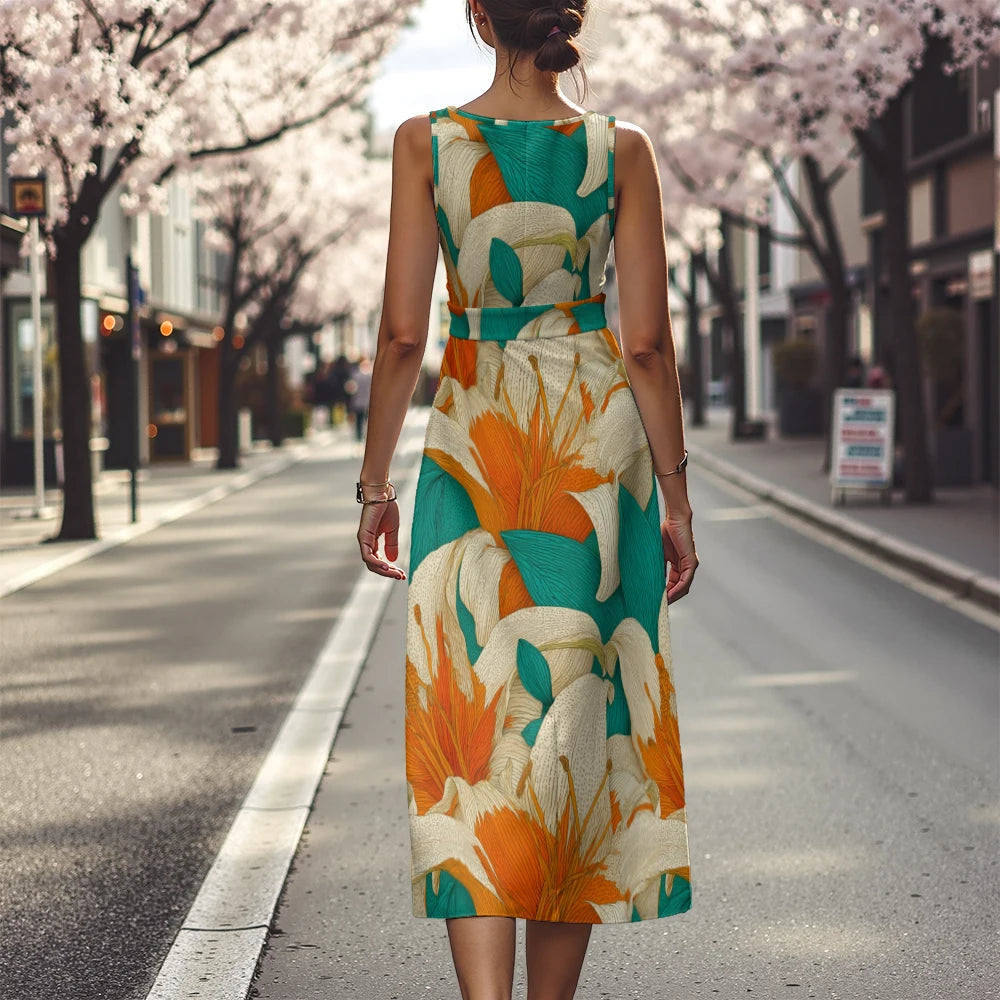 Vestido Floral Línea A Fresco Ceñido Sublime Francés