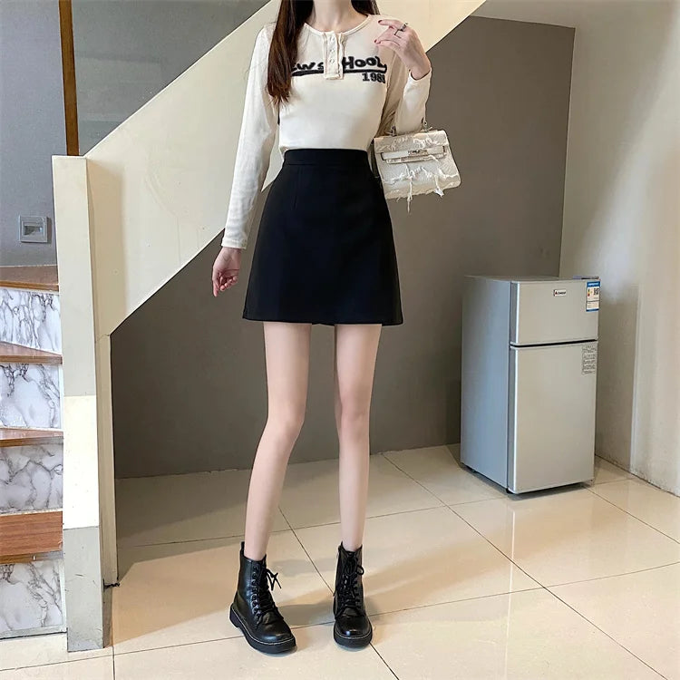 Ruffles Mini Skirt - High Waist A-Line Zipper Style A