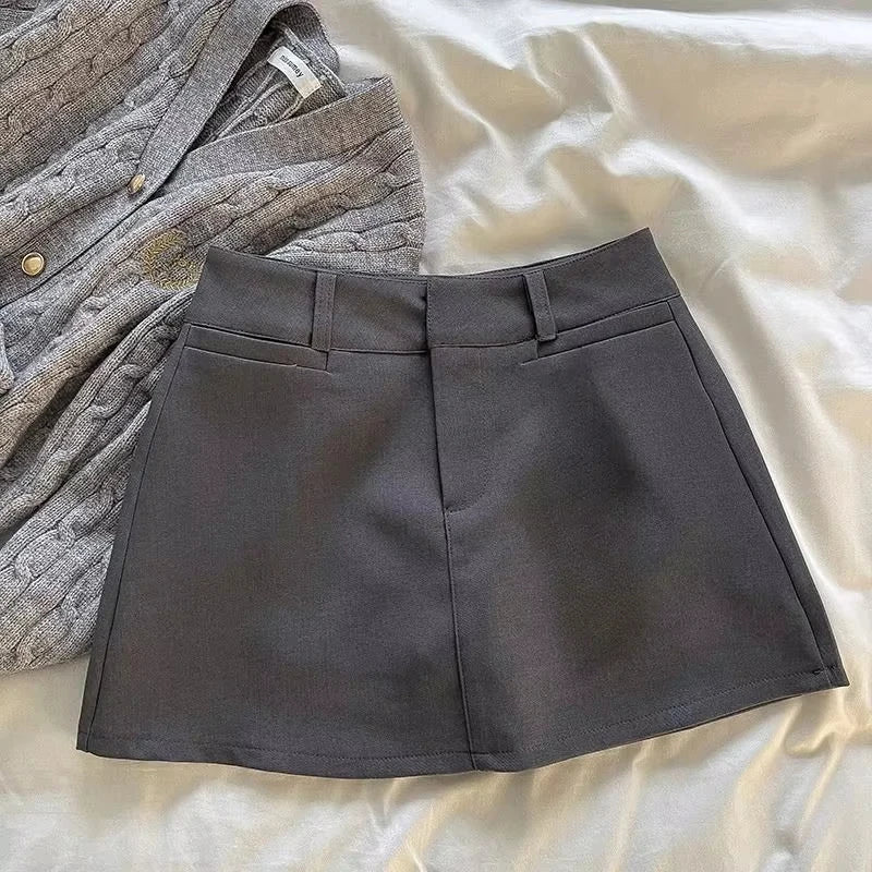 Streetwear Black Mini Skirt Women Fashion Preppy Sexy Gyaru Hip Wrap Skirts Summer Elegant Korean High Waist A Line Faldas New