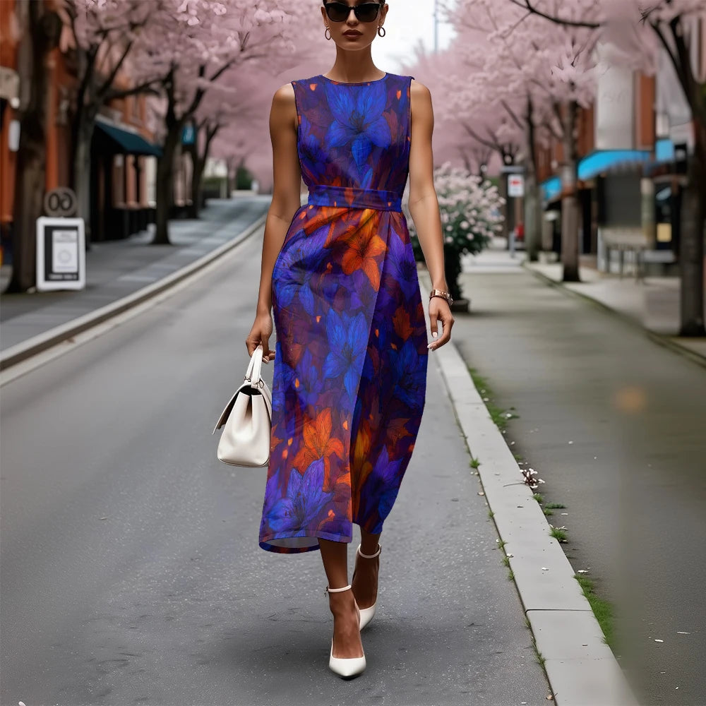 Vestido Floral Línea A Fresco Ceñido Sublime Francés