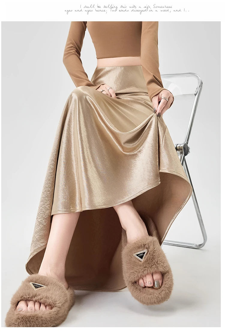 Satin Maxi Skirt - High Waist Trumpet