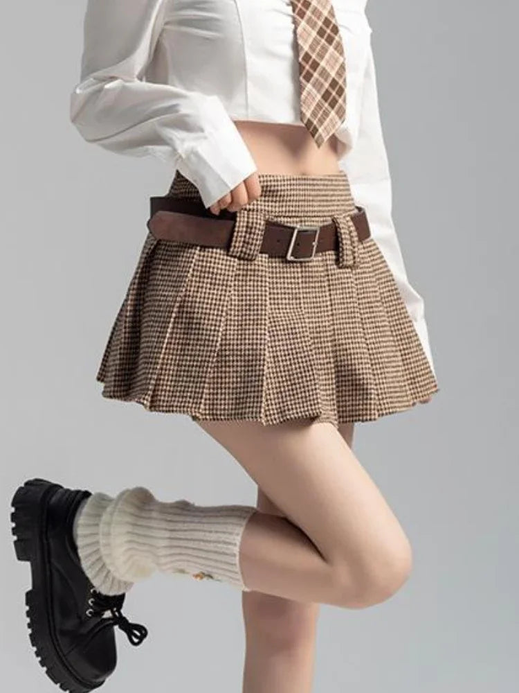 Plaid Mini Skirt - Preppy Japanese Retro Style B