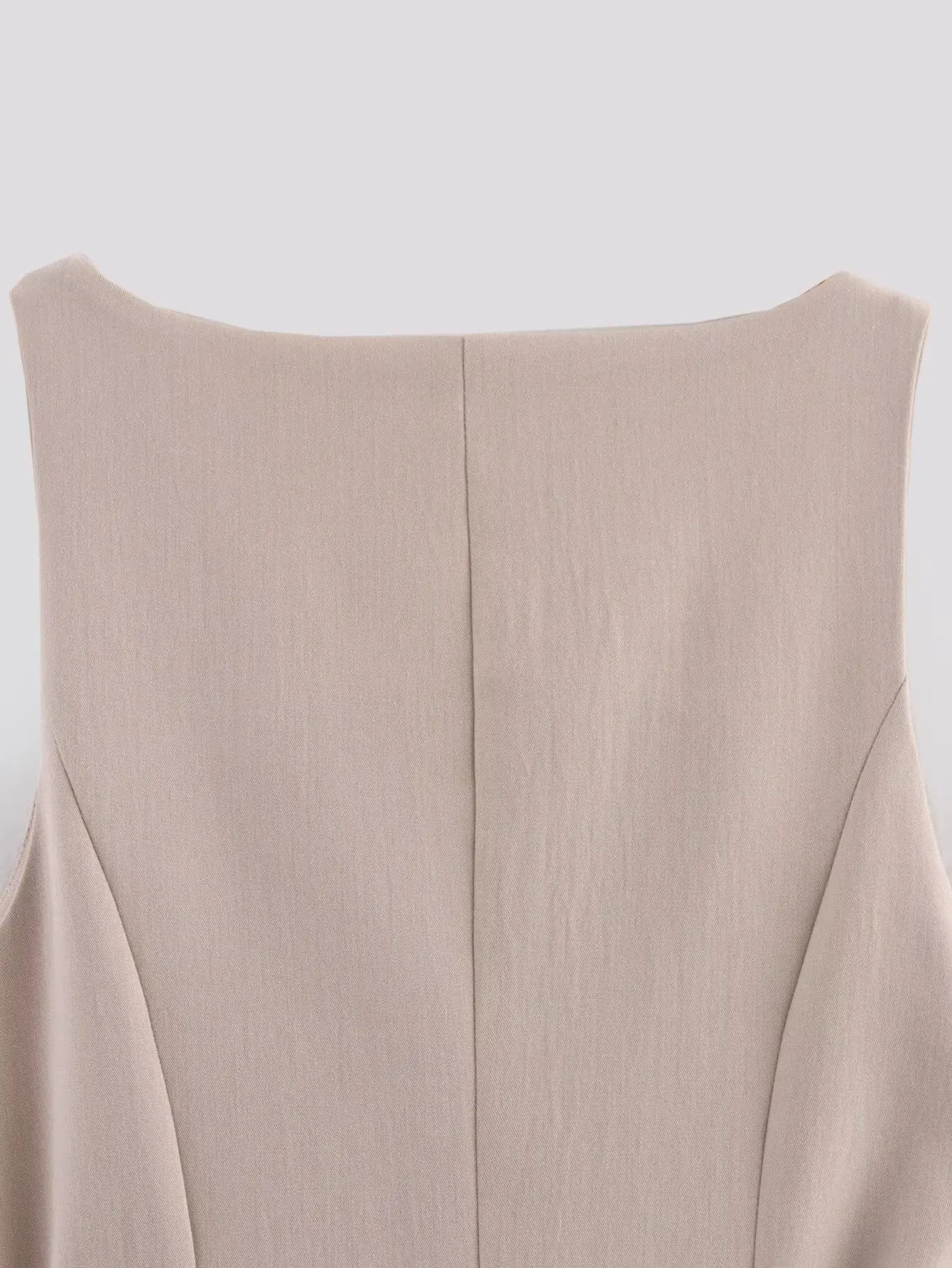 Midi Dress - Beige Contrast Sleeveless Belt 2025