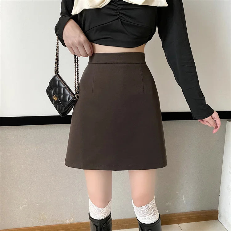 Ruffles Mini Skirt - High Waist A-Line Zipper Style A