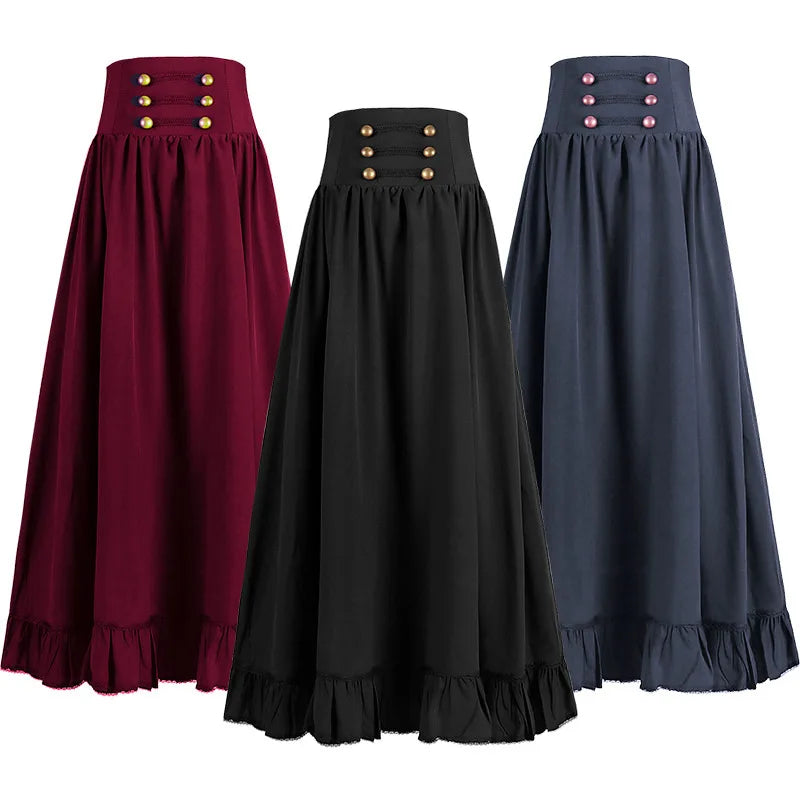 Victorian Maxi Skirt - High Waist Pleated Gothic