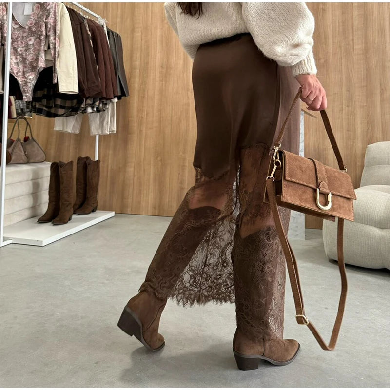 Sexy Lace Skirt For Women 2025 Fashion Elegant Pleated Mini Skirt With Cinched Waist For Party Summer Evening Skirts