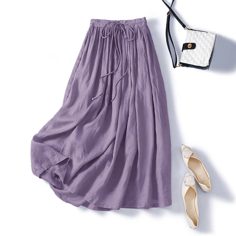 ZANZEA Elegant Faldas Flowy A-line Pleated Skirt 2024 Casual Women Elastic Waist Skirts Party Loose High Waist Solid Maxi Skirt