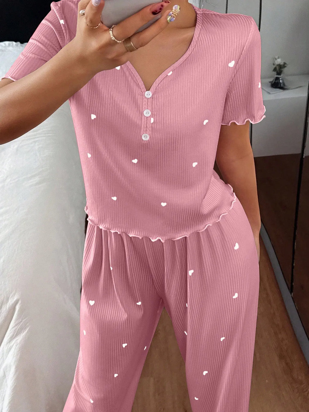 Pijama Mujer Elegante Dos Piezas Estampado Floral