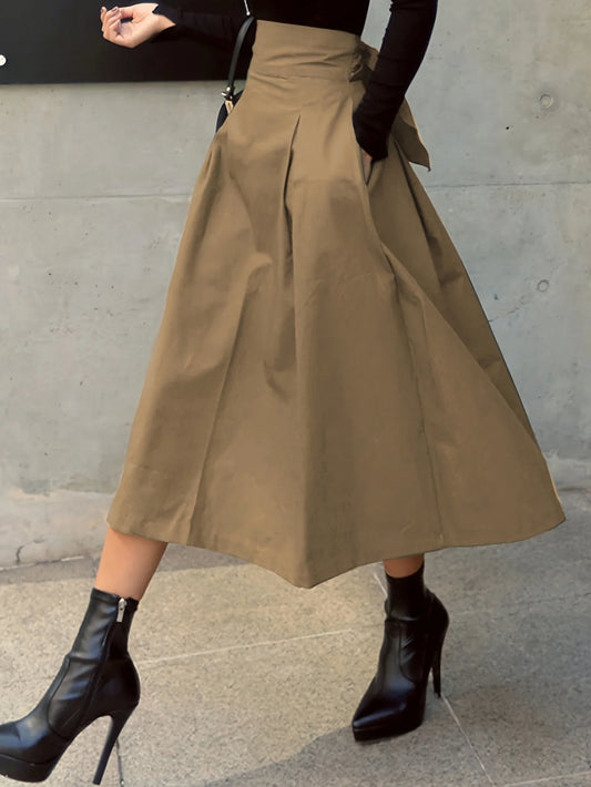 PU Leather Maxi Skirt - High Waist Zipper Style A